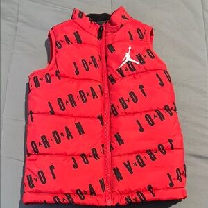 Jordan Red Puffer Vest with Black Lettering